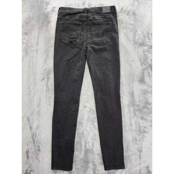 American Eagle Next Level Stretch Super High Rise Jegging Size 8 Black Button - Picture 3 of 15